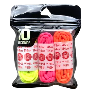 10 Seconds® Athletic Bubble Laces | Neon Yellow/Neon Pink/Neon Orange Multi-Pack