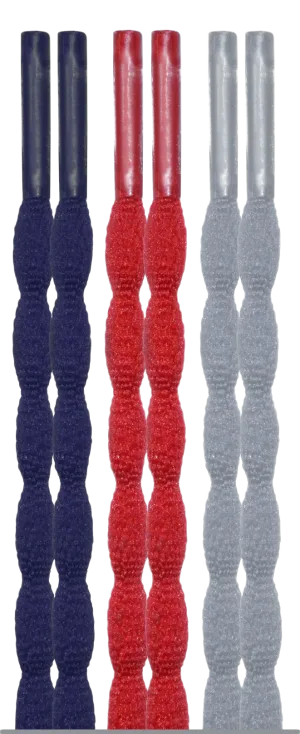 10 Seconds® Classic Bubble Laces | Navy/Red/Grey Multi-Pack