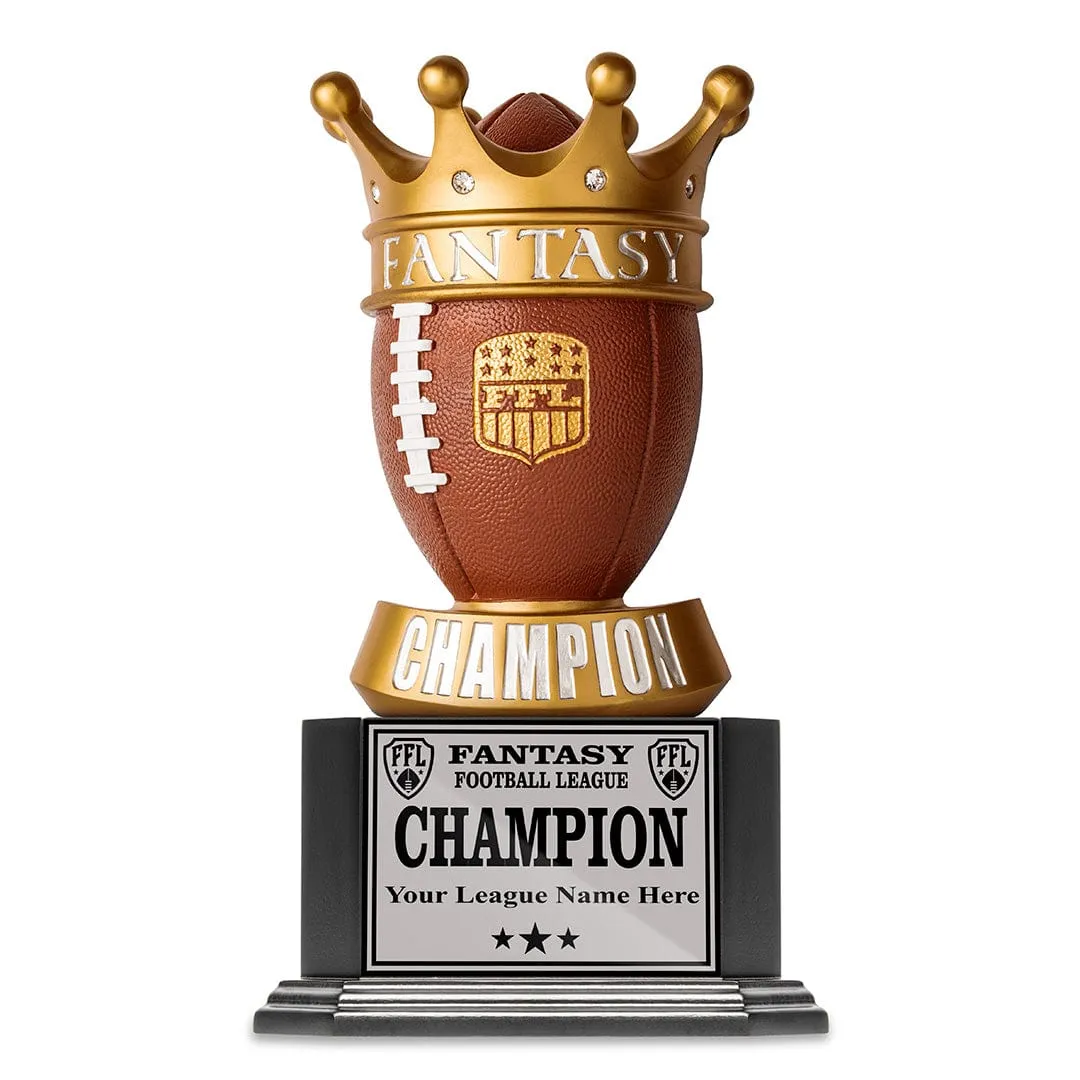 15" Perpetual Fantasy Football Trophy -  Golden Crown Football