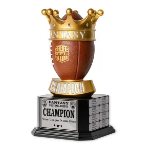 15" Perpetual Fantasy Football Trophy -  Golden Crown Football