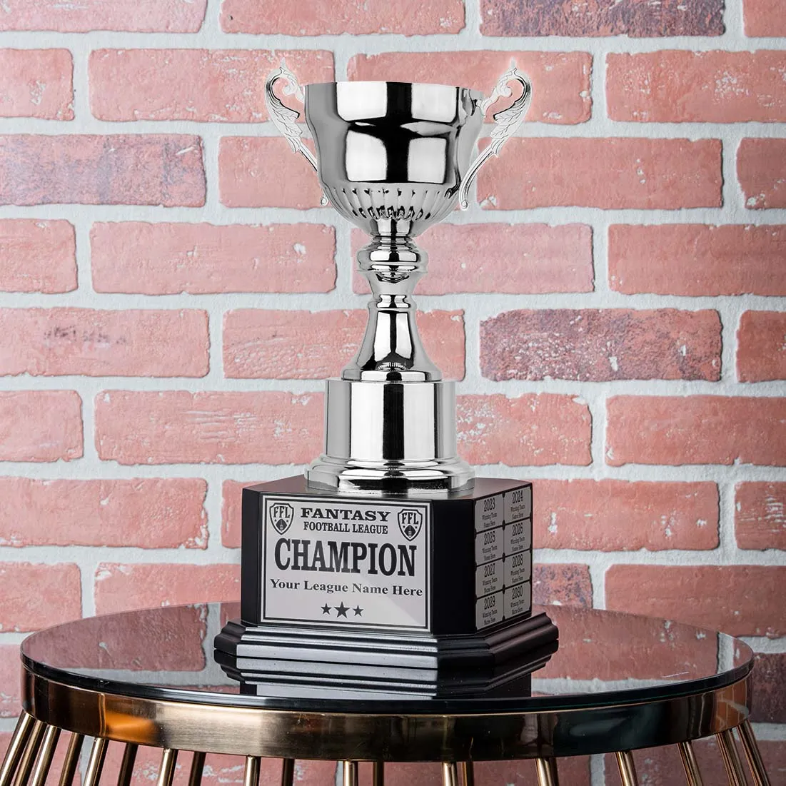 15" Perpetual Fantasy Football Trophy -  Silver