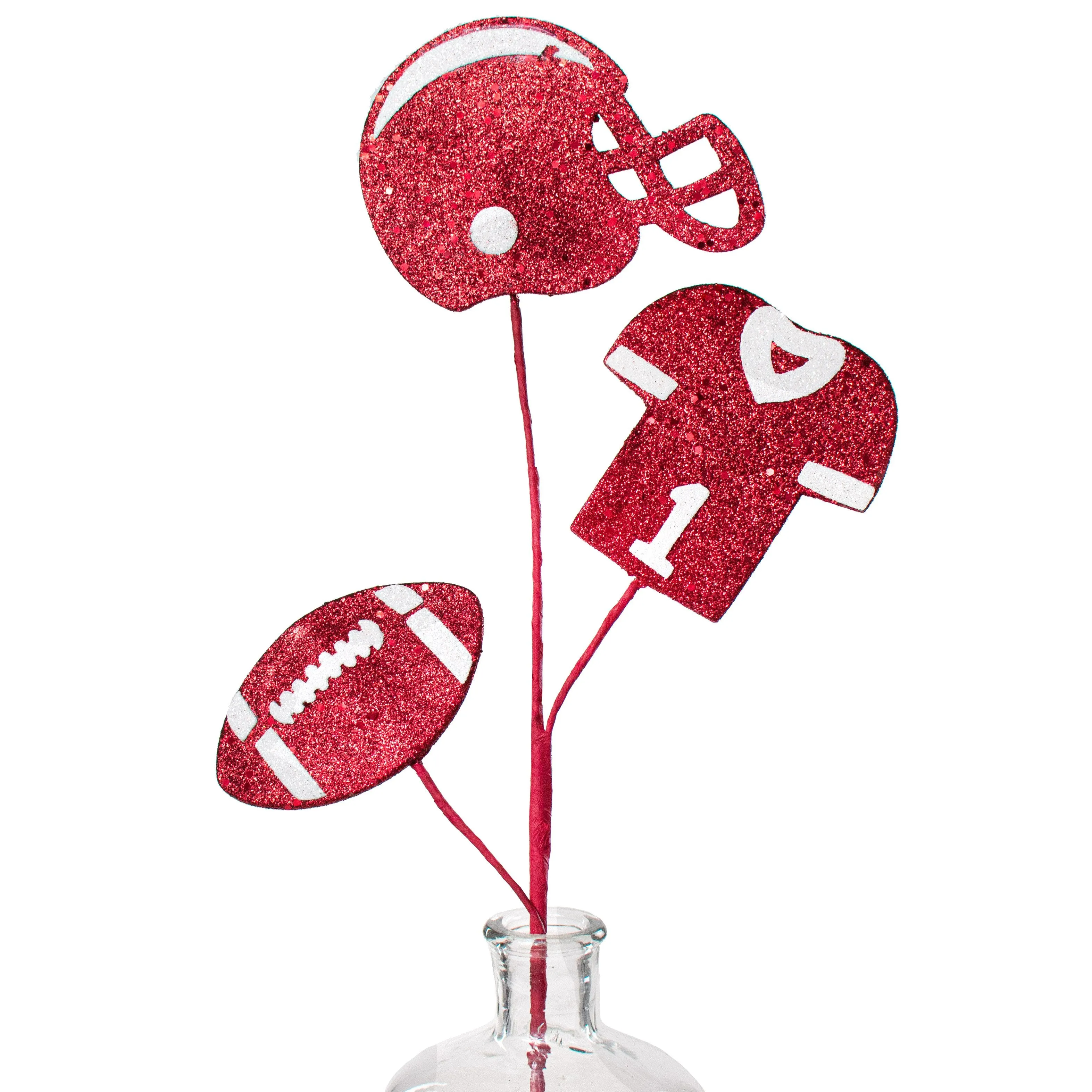 24" Glitter Football, Helmet & Jersey Pick: Crimson & White