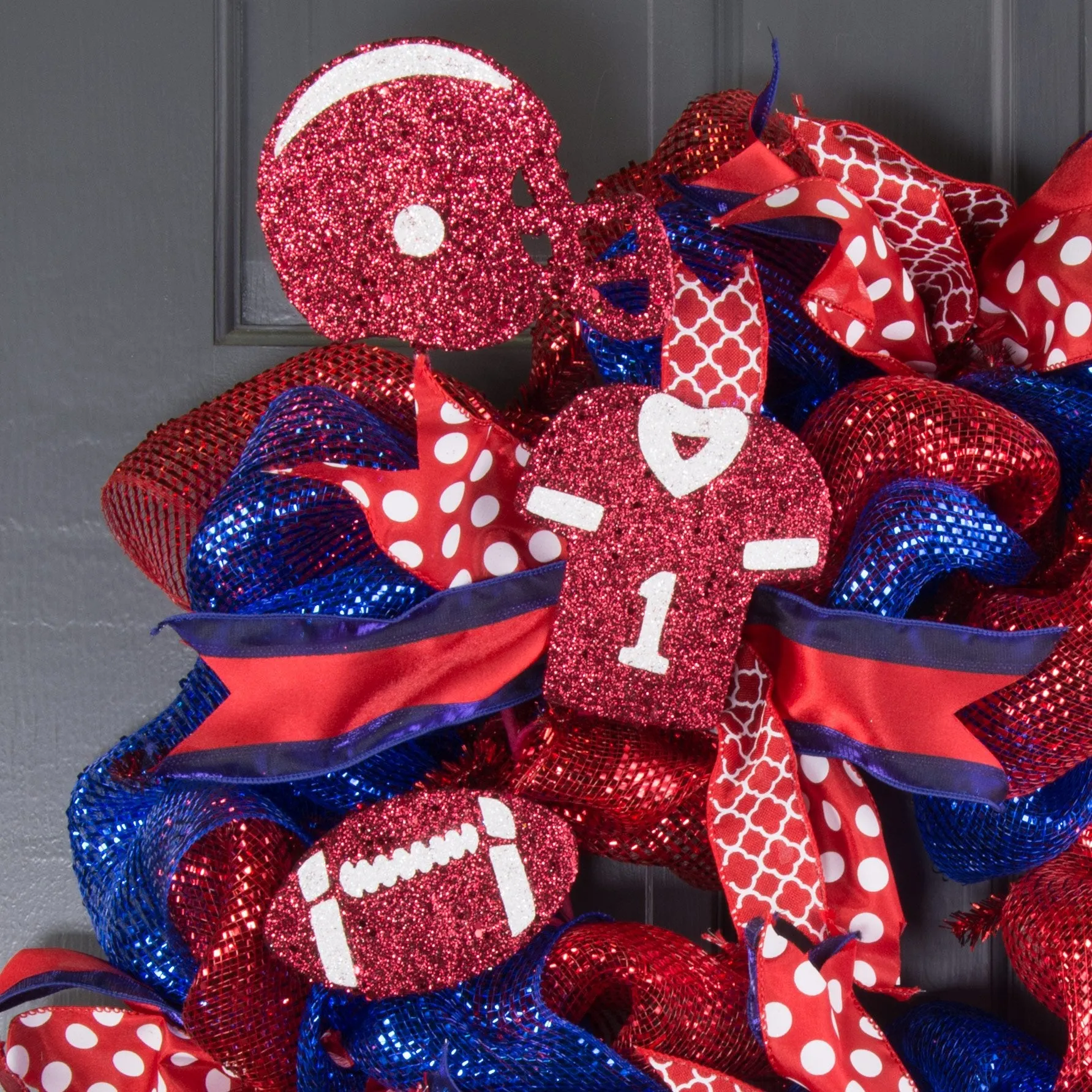 24" Glitter Football, Helmet & Jersey Pick: Crimson & White