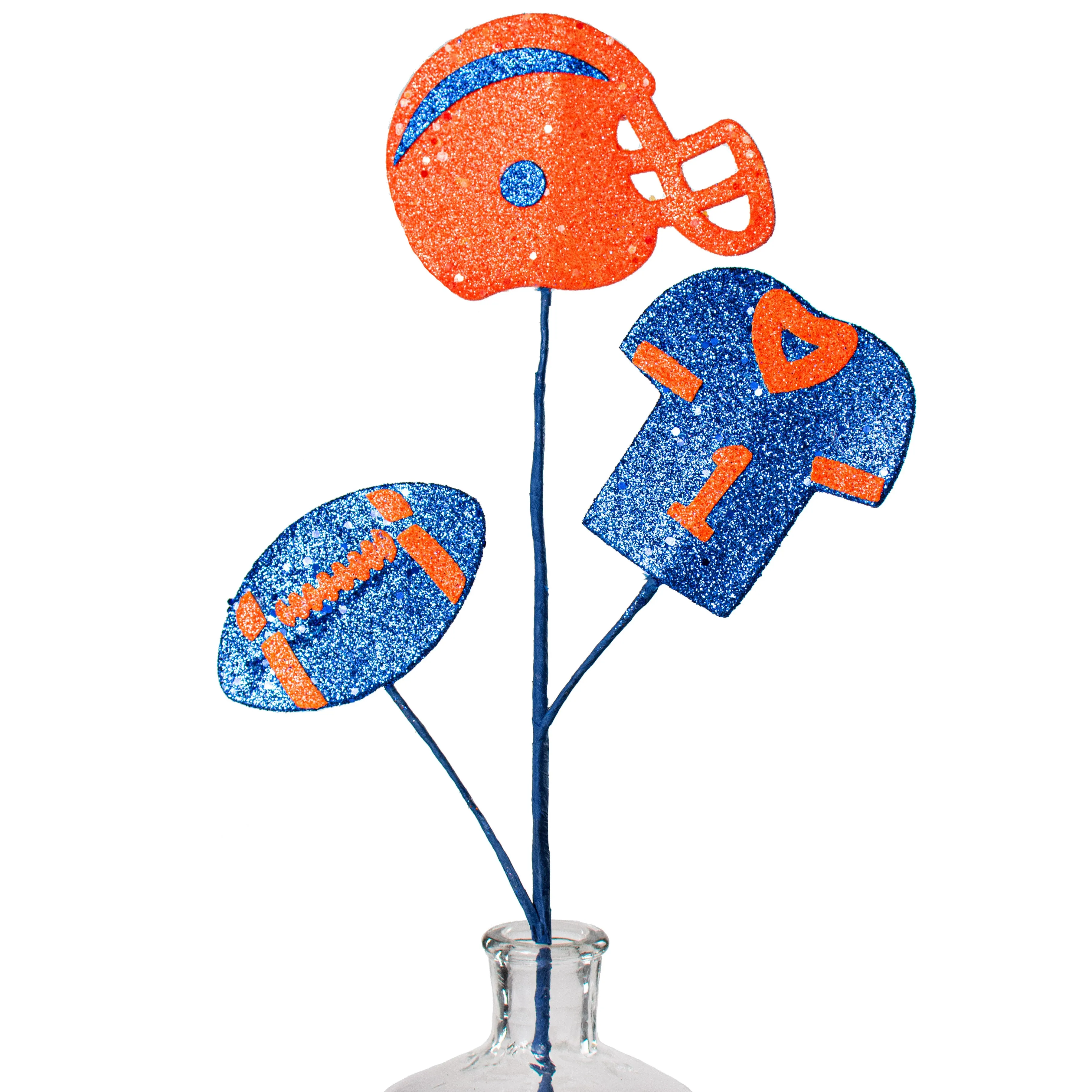 24" Glitter Helmet, Jersey, Football Pick: Blue & Orange