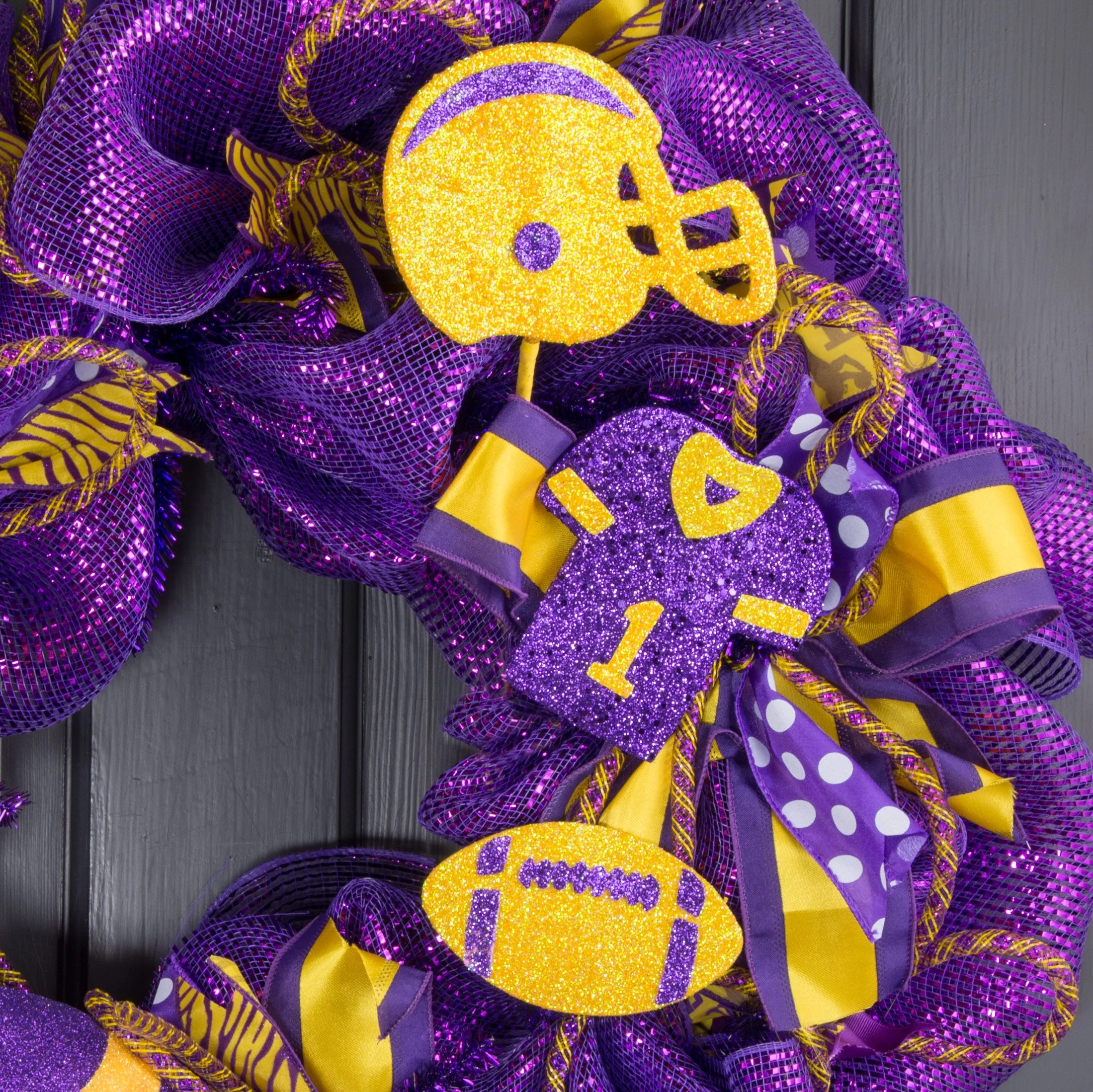 24" Glitter Helmet, Jersey, Football Pick: Yellow & Purple