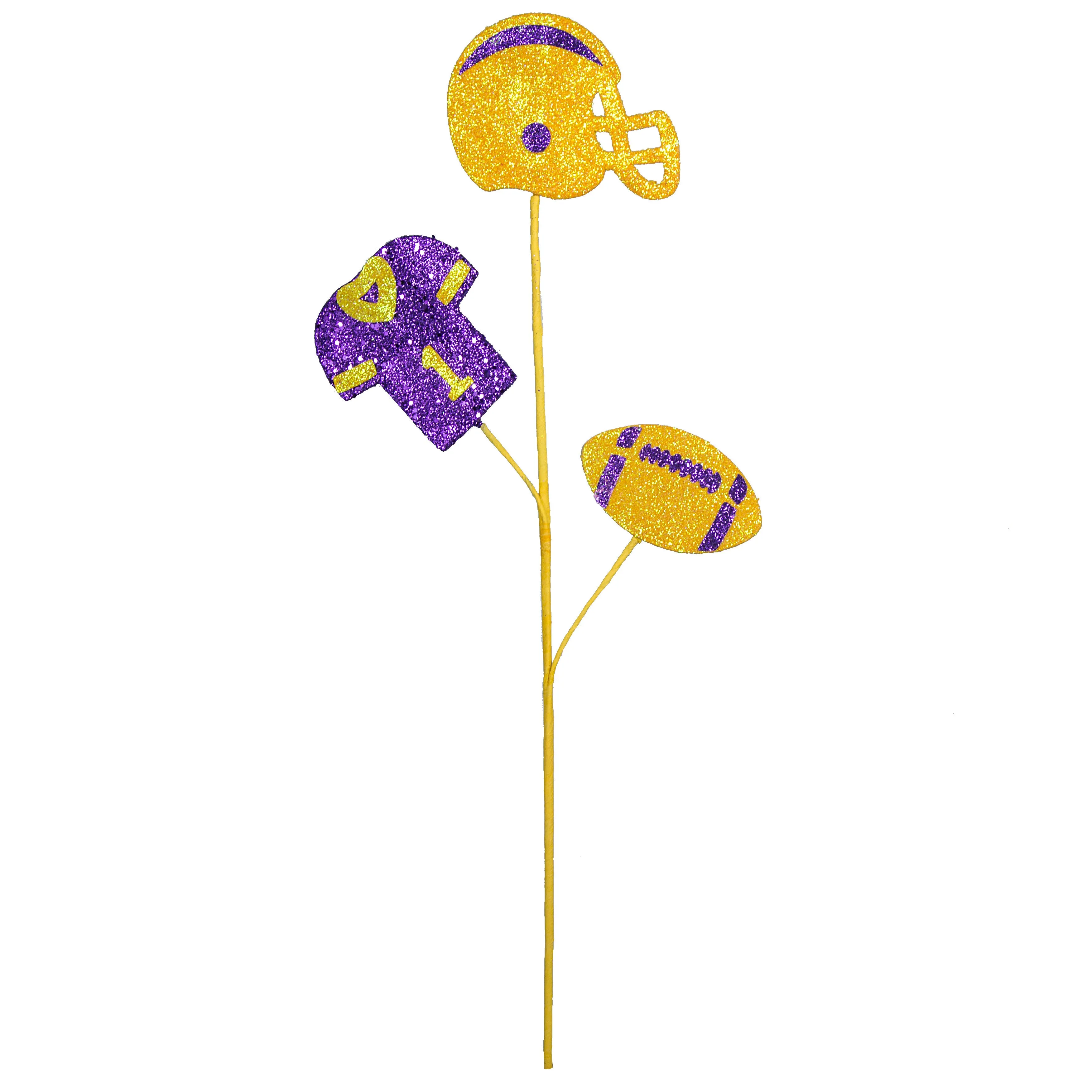 24" Glitter Helmet, Jersey, Football Pick: Yellow & Purple