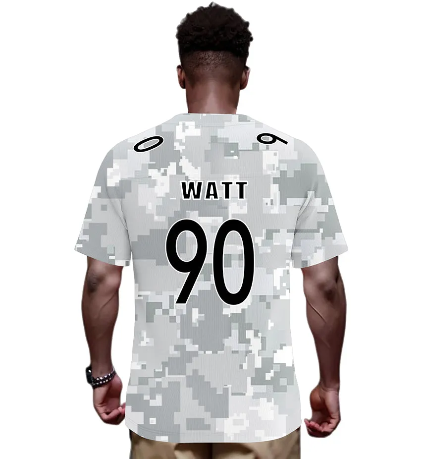 #90 Watt Pittsburgh Steelers Jersey Salute to Star Players Camouflage Jersey American Football New Fashion Jersey