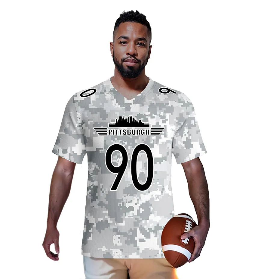 #90 Watt Pittsburgh Steelers Jersey Salute to Star Players Camouflage Jersey American Football New Fashion Jersey