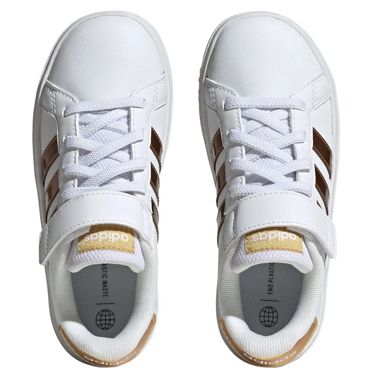 adidas Grand Court 2.0 EL Trainers - Girls - White/Gold