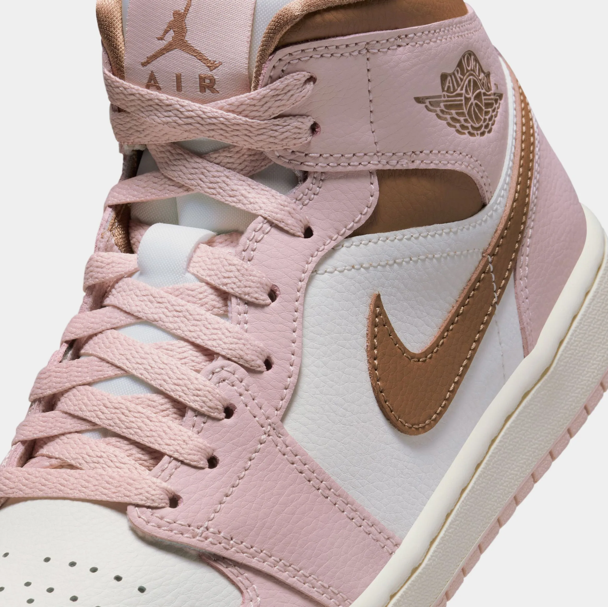 Air Jordan 1 Retro Mid Neapolitan Womens Lifestyle Shoes (Pink Oxford/Sail/Archaeo Brown)