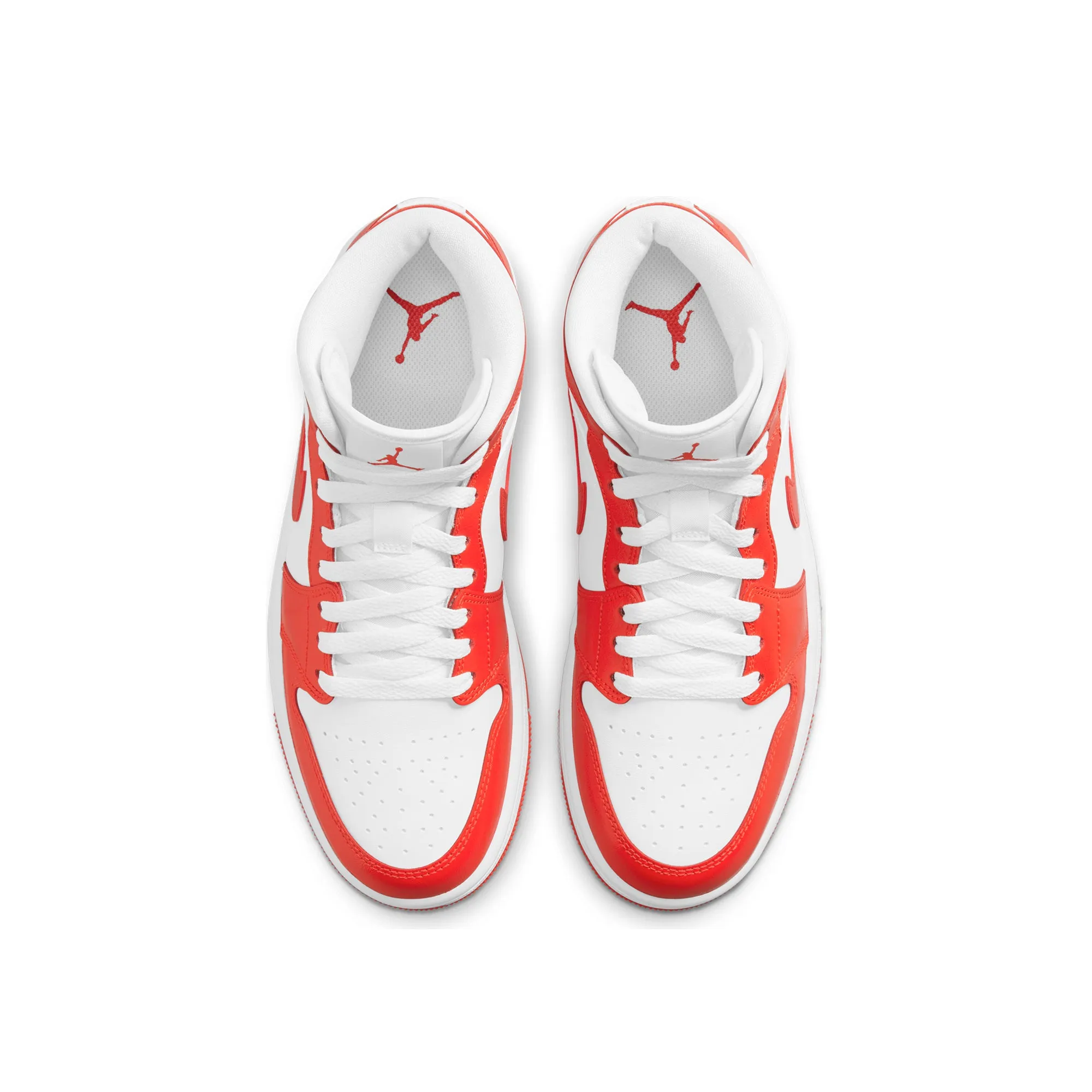 Air Jordan Womens 1 Mid Shoes 'White/Habanero Red'