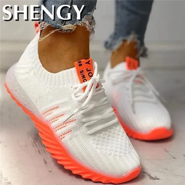 Amozae-2024 Women Sneakers Flats Casual Lighted Shoes Woman Breathable Mesh Sneakers Shoe Sports Soft Chaussures Office Students Shoes