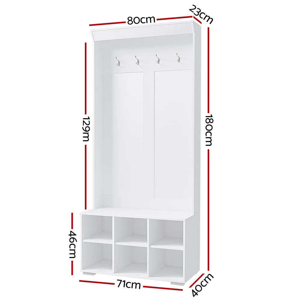 Artiss Shoe Rack Cabinet Hall Tree Coat Rack 180CM White