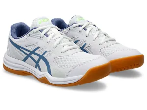 Asics Upcourt 5 GS Junior Court Shoes, White / Denim Blue