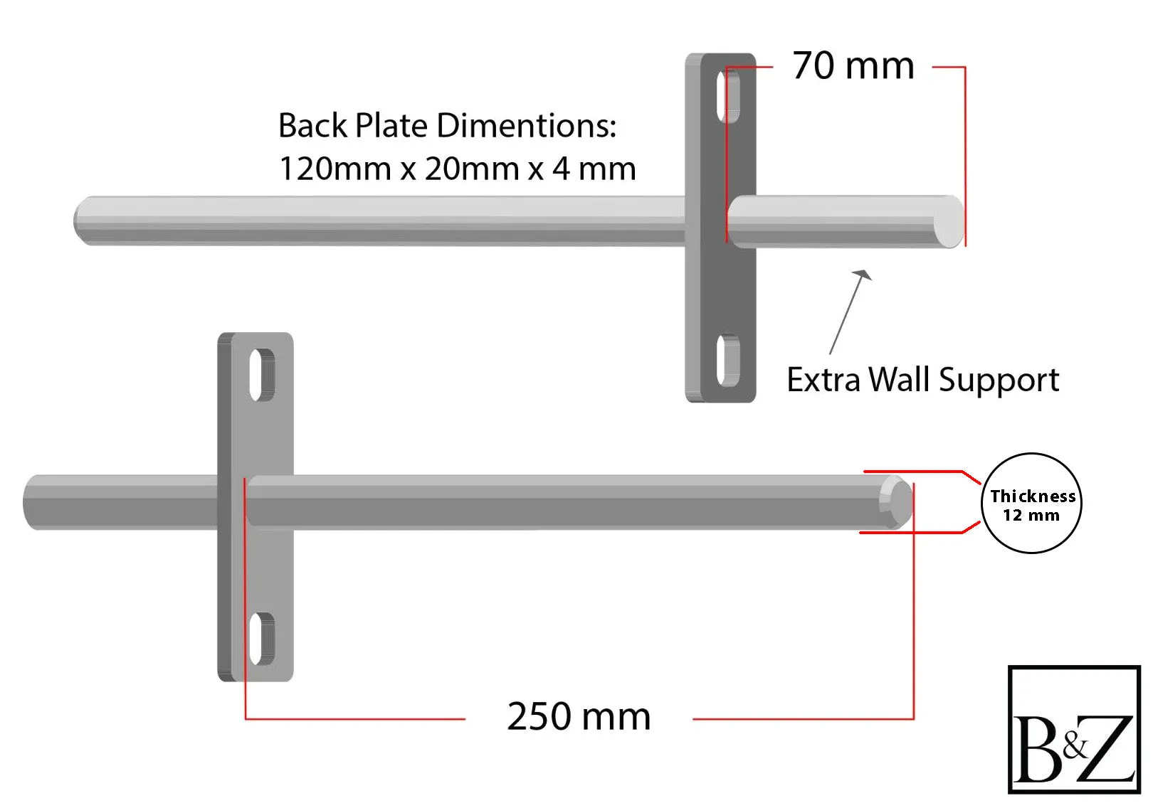 B&Z - Cross Shelf Brackets | Heavy Duty Floating Shelf Brackets Invisible Concealed Flying Blind Wall Mounted Wooden Oak Mantle Shelf Timber Scaffold Board - Available in 9 Sizes