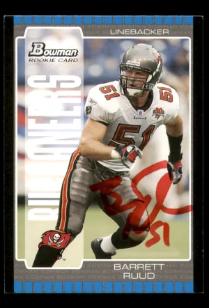 Barrett Ruud Autographed 2005 Bowman Rookie Card #176 Tampa Bay Buccaneers SKU #219135