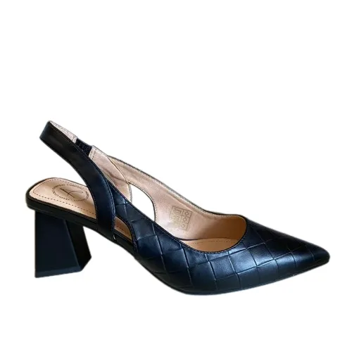 Betsy Black Weave Embossed Pointed Court Shoe