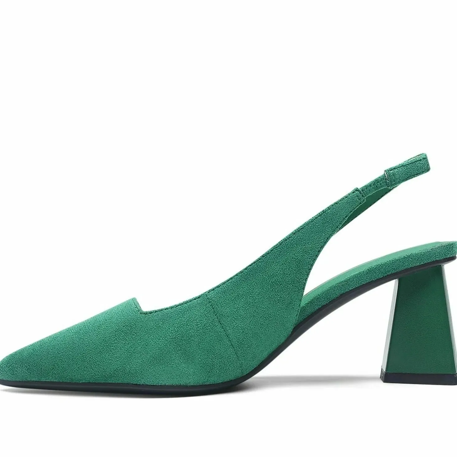 Betsy Green Suede Effect Pointed Court Shoe