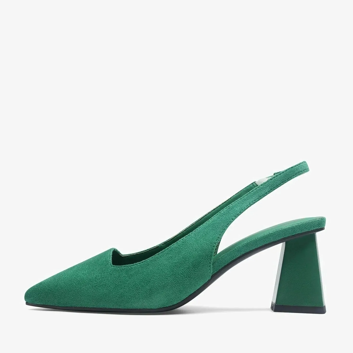 Betsy Green Suede Effect Pointed Court Shoe