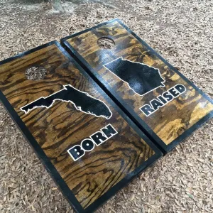 Born/ Raised Personlized Cornhole Set With Bean Bags