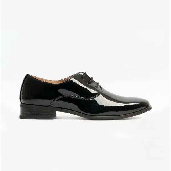 Boys 3 Eyelet Patent Dress Shoes Black