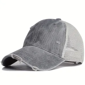 Breathable Vintage Cotton Cap | Unisex Sunshade Hat, Adjustable Mesh Trucker for Casual Sports