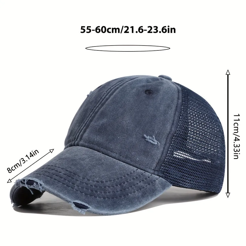 Breathable Vintage Cotton Cap | Unisex Sunshade Hat, Adjustable Mesh Trucker for Casual Sports