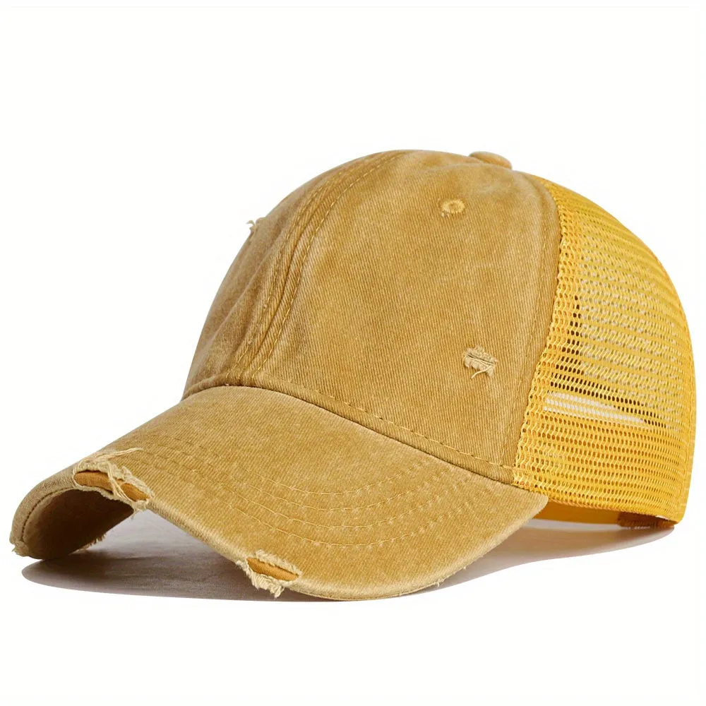 Breathable Vintage Cotton Cap | Unisex Sunshade Hat, Adjustable Mesh Trucker for Casual Sports