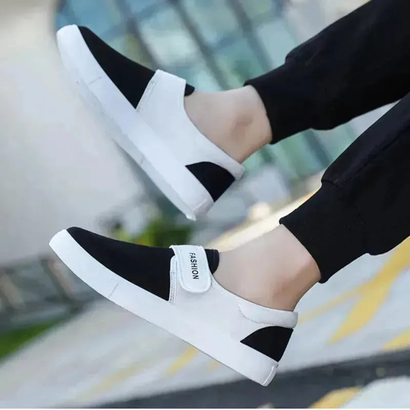 Canvas Flat Shoes Men Velcro Fashion Casual Unisex Sneakers