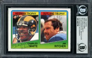 Charles White & Jim Richter Autographed 1988 Topps Box Bottom Card #K Beckett BAS #11482759