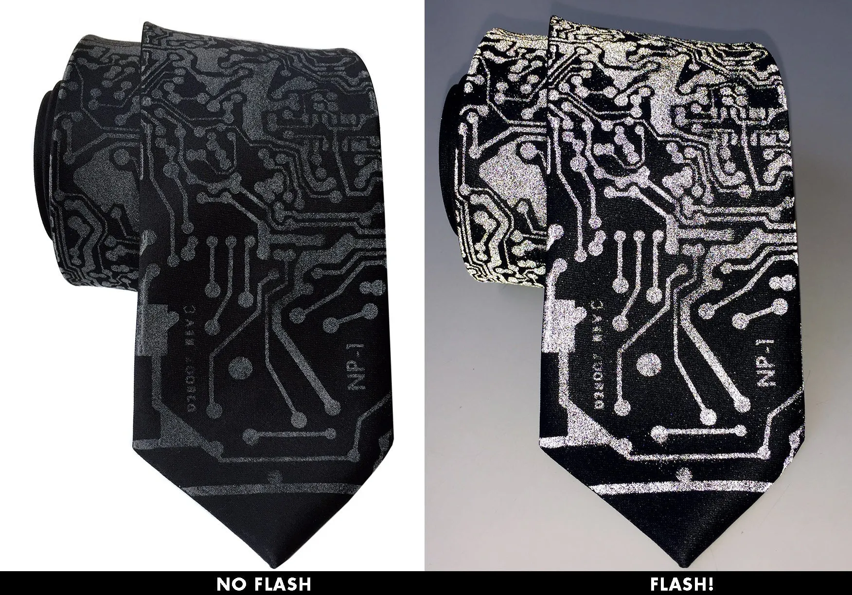 Circuit Board Necktie, Retro Reflective Print