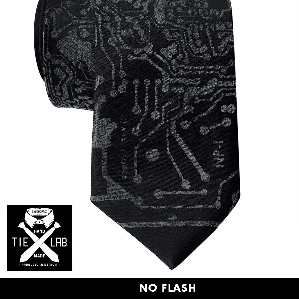 Circuit Board Necktie, Retro Reflective Print