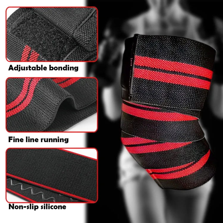 Compression Elbow Bandage Wrap Sports Elbow Protector 120x8cm(Red)