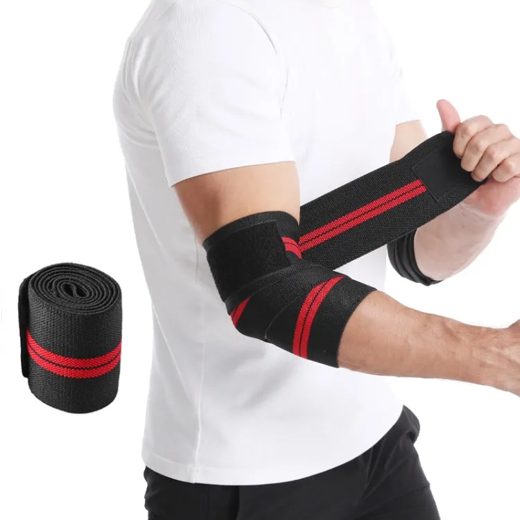 Compression Elbow Bandage Wrap Sports Elbow Protector 120x8cm(Red)