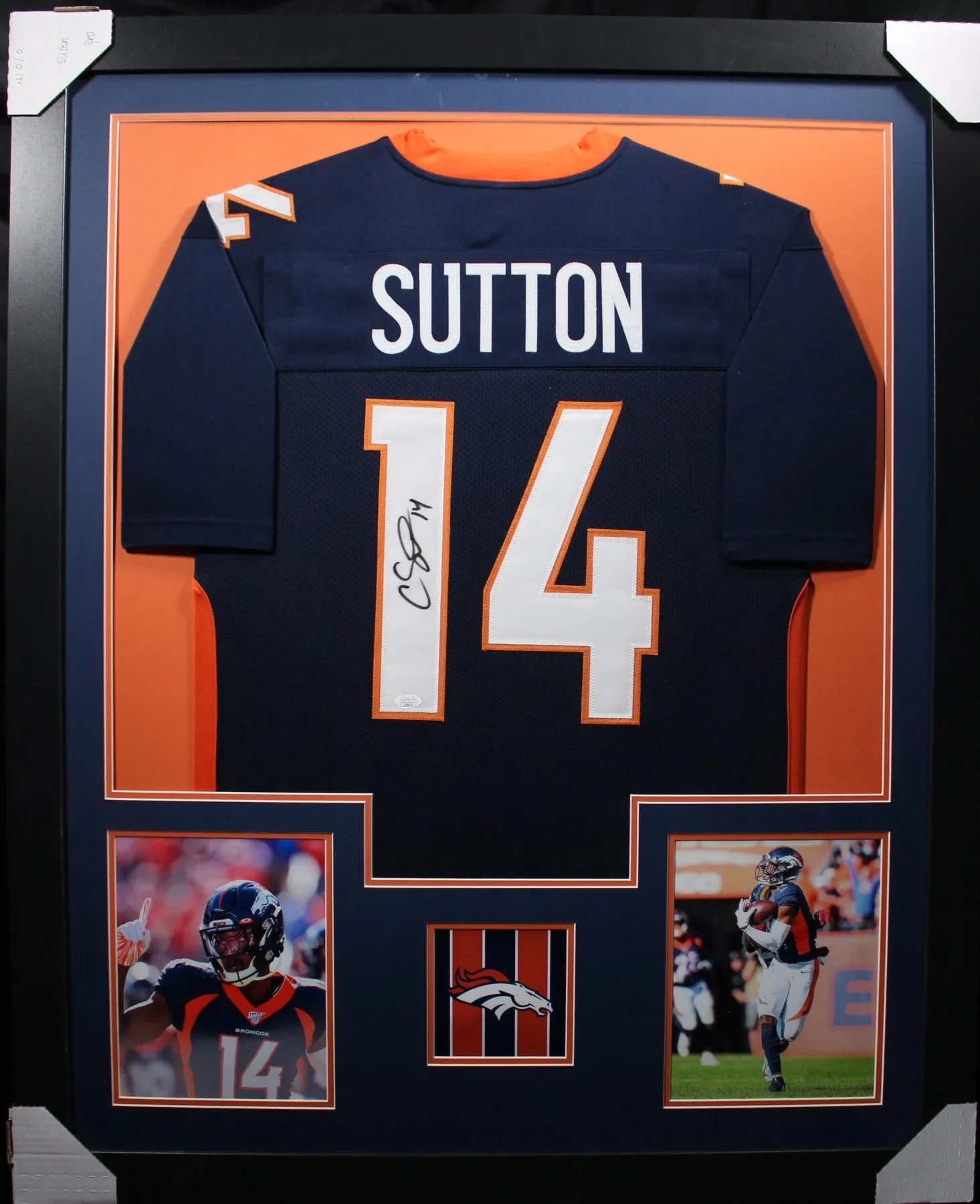 Courtland Sutton framed autographed blue jersey