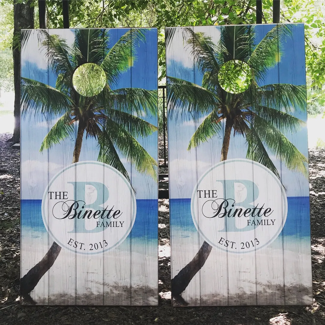 Custom Beach Theme Cornhole Set With Bean Bags