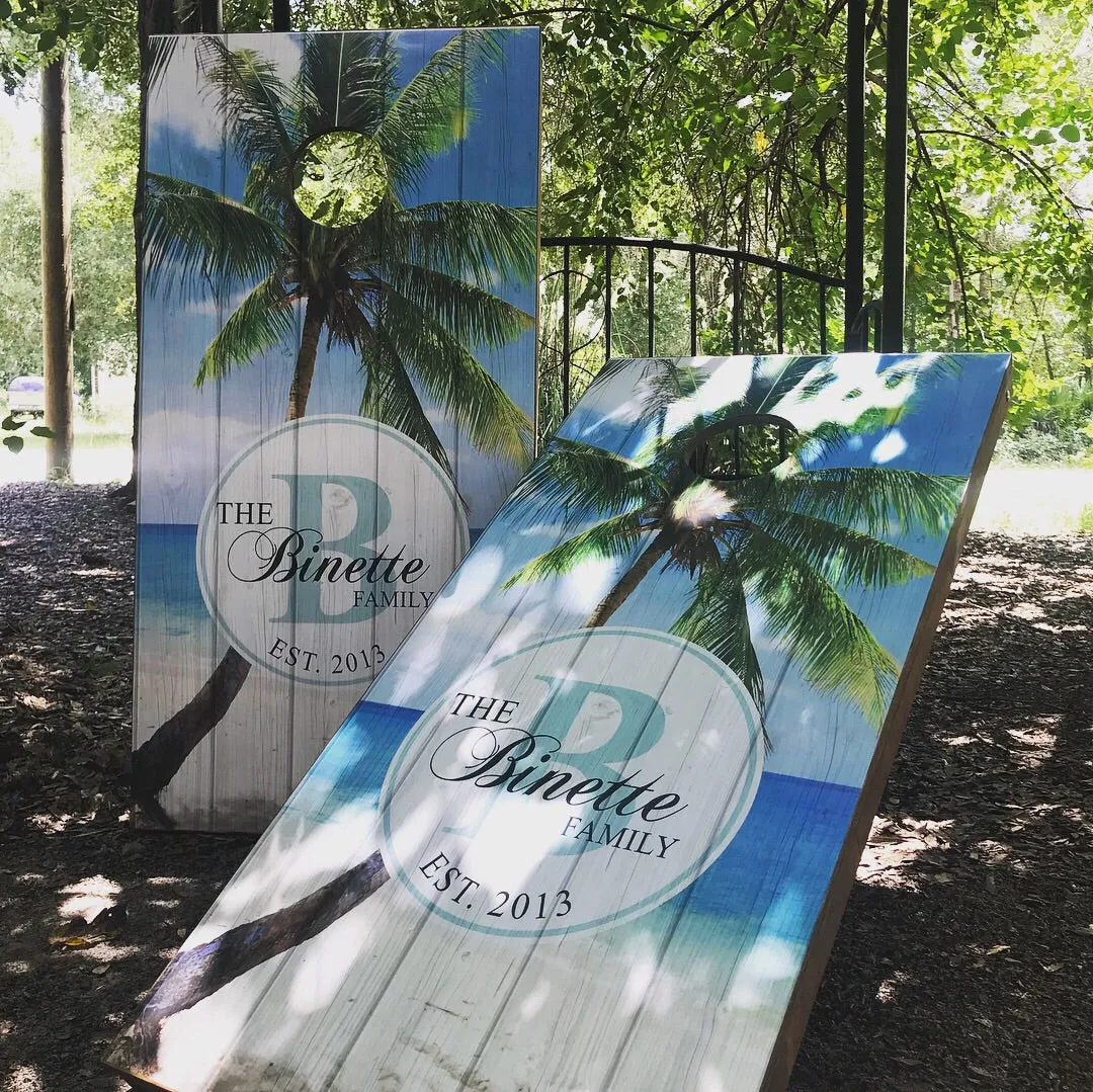 Custom Beach Theme Cornhole Set With Bean Bags