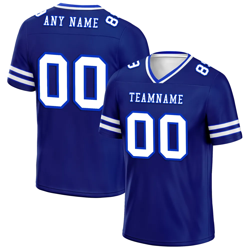 Custom Blue Sleeve Stripes White Personalized Authentic Football Jersey FBJ02-bc0f08a