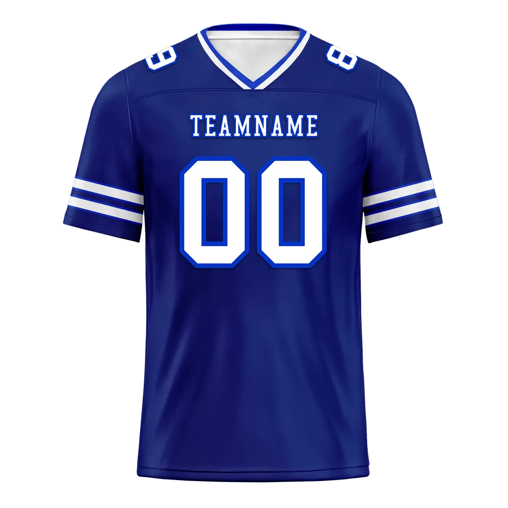 Custom Blue Sleeve Stripes White Personalized Authentic Football Jersey FBJ02-bc0f08a