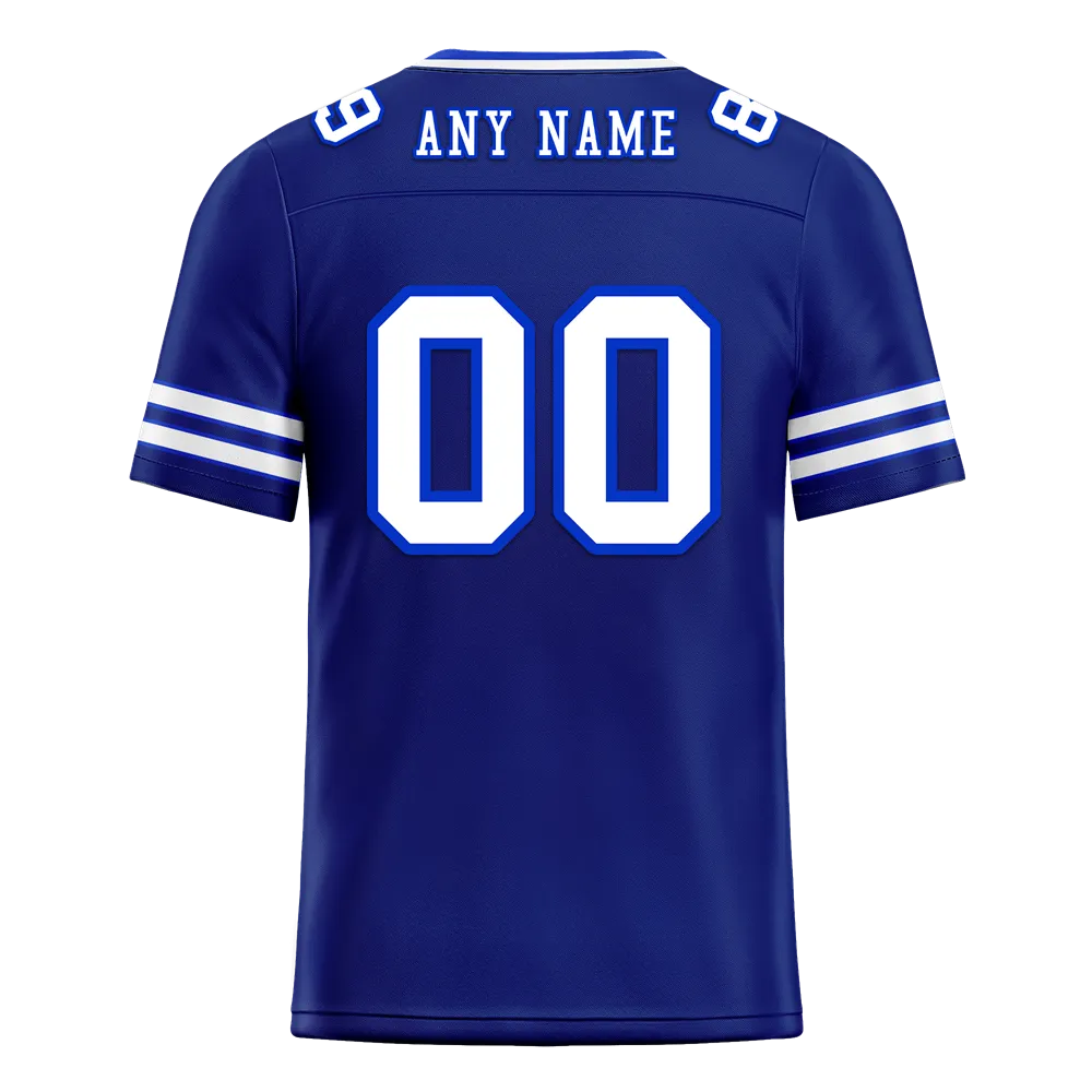 Custom Blue Sleeve Stripes White Personalized Authentic Football Jersey FBJ02-bc0f08a