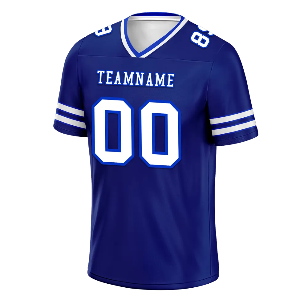 Custom Blue Sleeve Stripes White Personalized Authentic Football Jersey FBJ02-bc0f08a