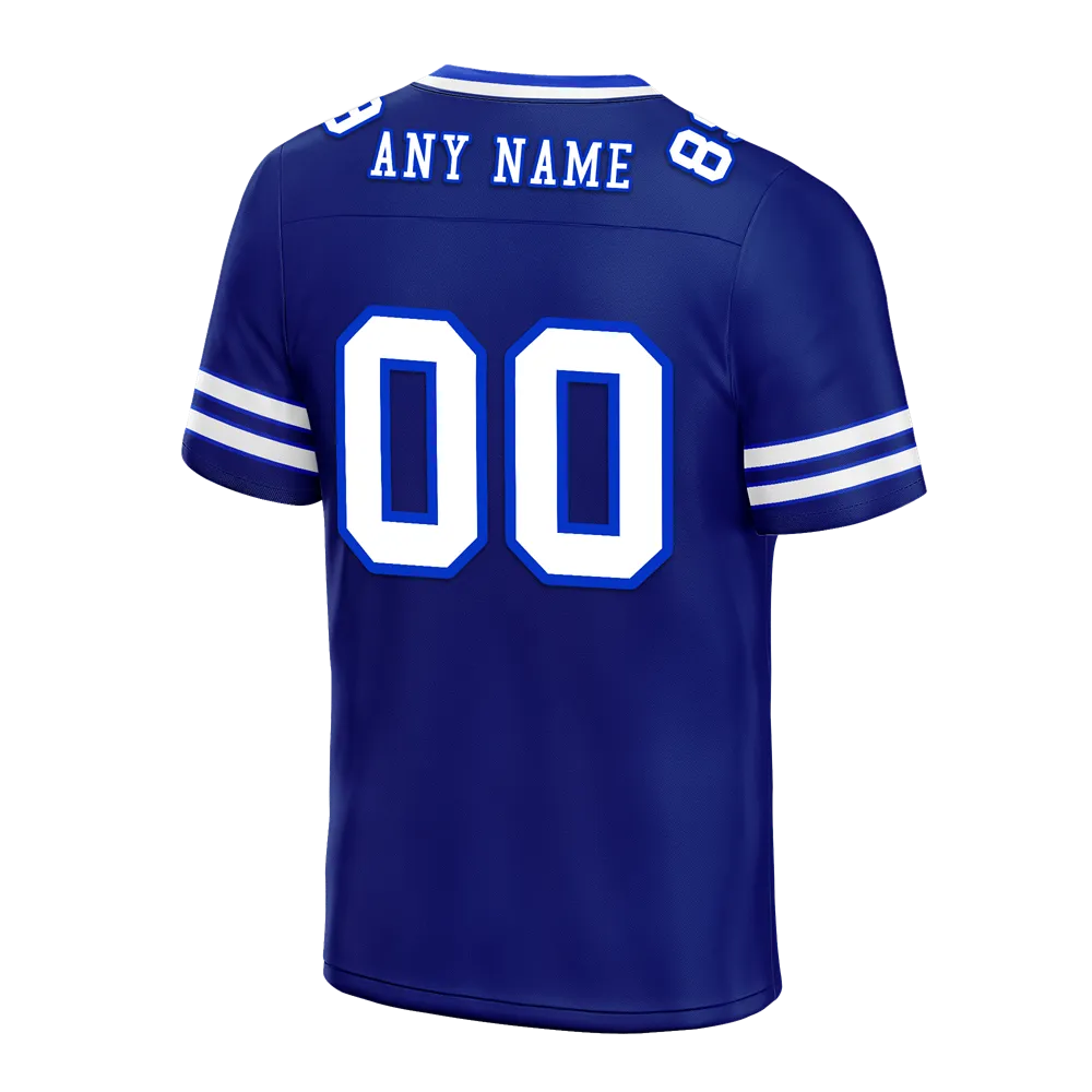 Custom Blue Sleeve Stripes White Personalized Authentic Football Jersey FBJ02-bc0f08a