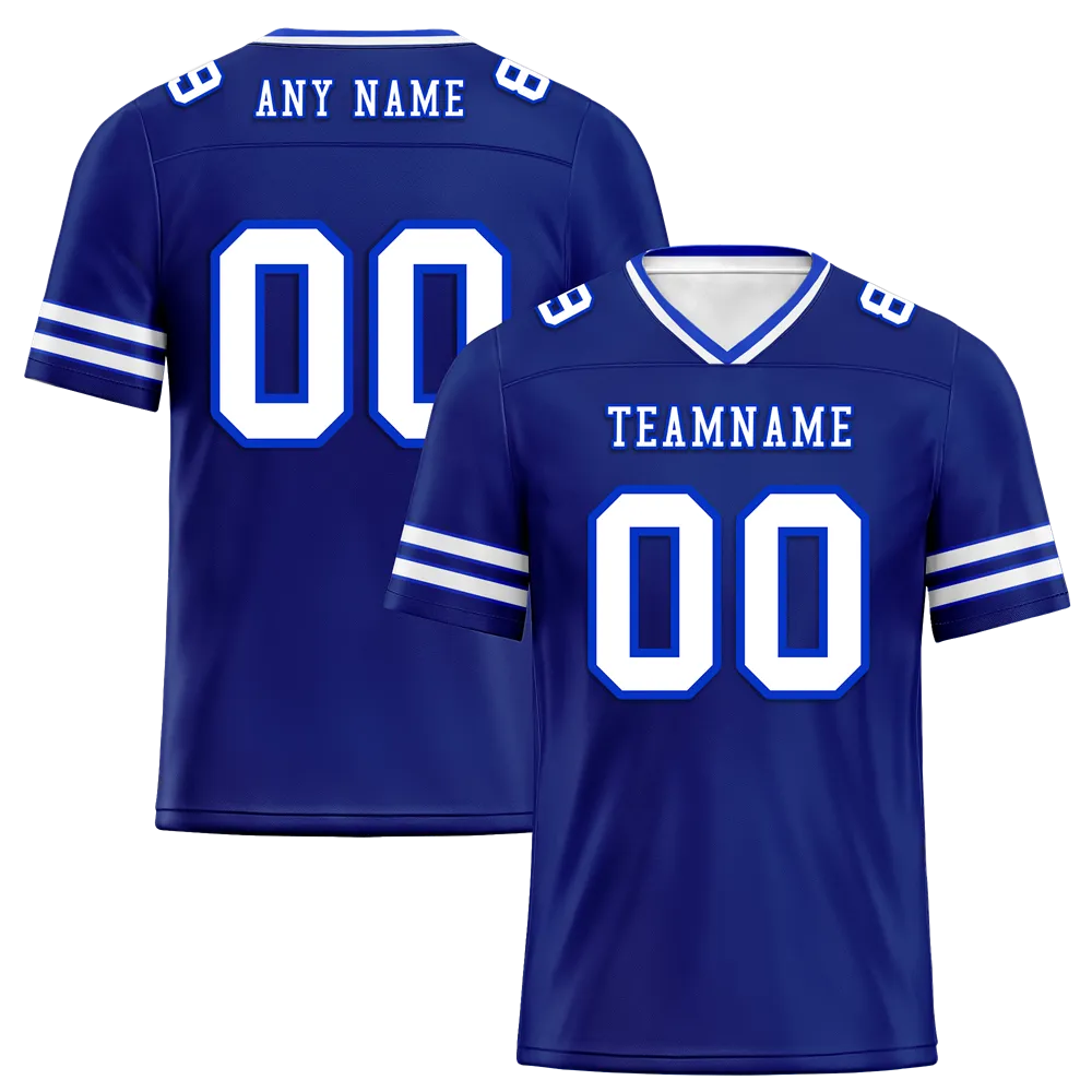 Custom Blue Sleeve Stripes White Personalized Authentic Football Jersey FBJ02-bc0f08a