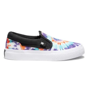 DC Kids Manual Slip On Shoes Primary Tie Dye