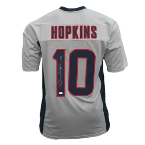 DeAndre Hopkins Autographed Pro Style Football Jersey Grey (JSA)