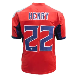 Derrick Henry Autographed Pro Style Red Football Jersey JSA