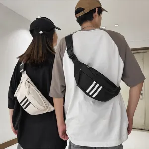 DUNNMALL New Fashion Chest Bag Men's and Women's Sports Waist Bag Casual Korean Style Shoulder Bag Wholesale Messenger Bag College Student Canvas Bag