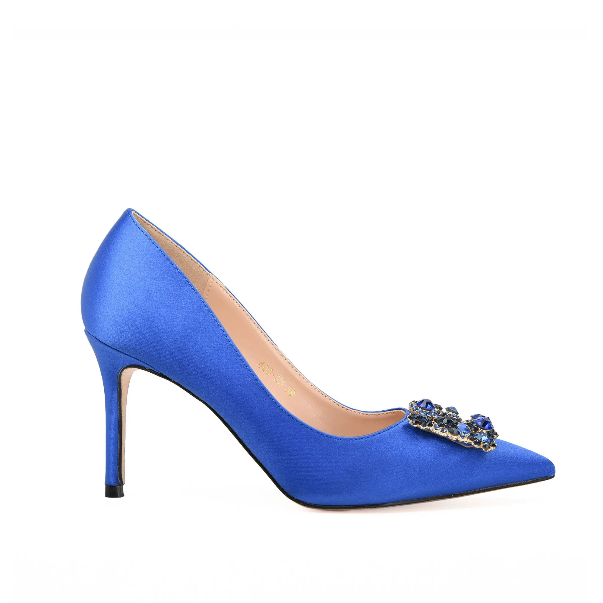 Elegant Blue Embellished High Heel Pumps | 432L-Q