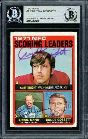 Errol Mann, Bruce Gossett & Curt Knight Autographed 1972 Topps Card #8 Beckett BAS #11482109