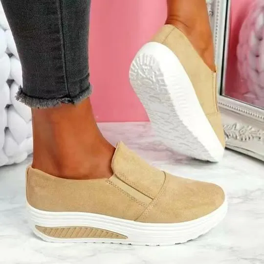 Fall Solid Color Large Size Low-top Flat Canvas Round Toe Casual Women's Shoes